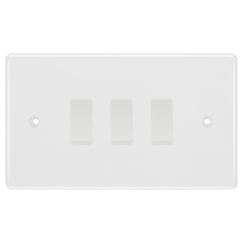 Image of BG White Moulded 3 Gang Light Switch in Double Format Custom Grid​