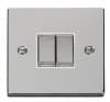 Image of Click deco polished chrome VPCH412WH ‘Ingot’ 2 Gang 2 Way Plate Switch white insert