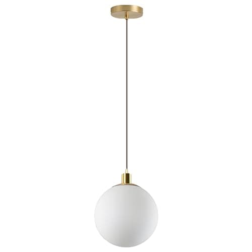 Image of HJXDtech Modern Minimalist Globe Pendant Light, Gold Finish & White Glass Ball Shades, Height Adjustable Ceiling Pendant Light for Dining Room, Salon & Kitchen (20cm)