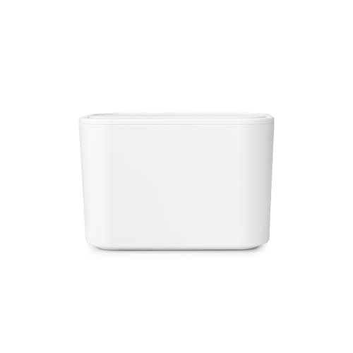 Image of Brabantia - Mindset Bathroom Waste Caddy - Ideal for Small Waste - Removable Swing Lid - Easy to Clean - Non Scratching - Corrosion Resistant - White - 8.5 x 15 x 9.8 cm