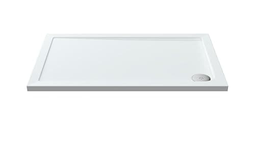Image of Balterley 1200 x 760 mm Rectangular Shower Tray, Slimline Shower Trays, Durable Stone Resin Base Trays for Bathroom Enclosure Cubicle, Central Waste Rectangular Tray for Wetroom Showers (White)
