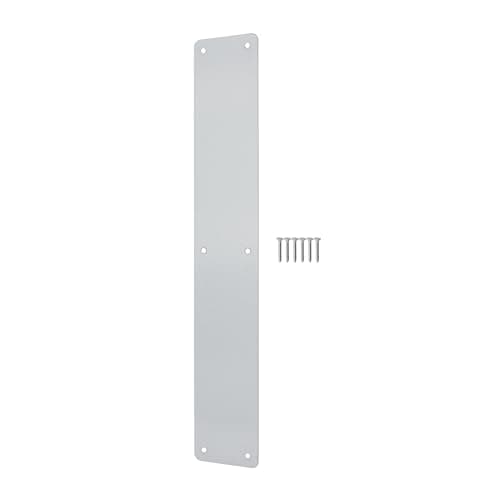 Image of EAI Satin Door Push Plate, 425 x 75mm Plain Finger Push Plate with Radius Corners Satin Stainless Steel