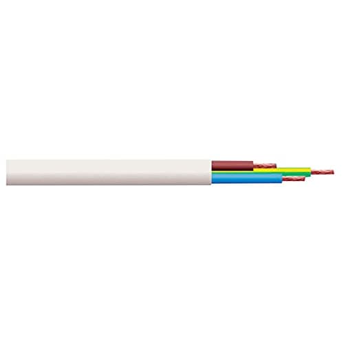Image of Merriway BH01452 3-Core Round Flex Cable, 2183Y 0.5mm White, 10 Metres (33 feet)