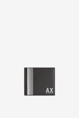 Image of Armani Exchange Men's Long Island, Side Band Bi-Fold Wallet, Black, Black, One Size