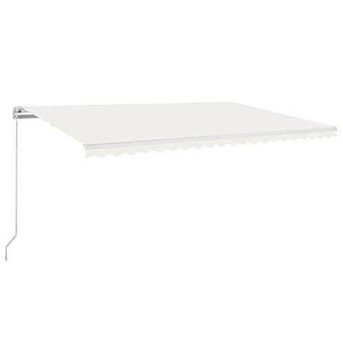 Image of vidaXL Manual Retractable Awning - Cream, Outdoor Patio and Garden Shade, UV and Water-Resistant, Adjustable Height and Angle, Rust-Resistant Aluminium Frame, Easy Use Hand Crank, 500x350 cm.
