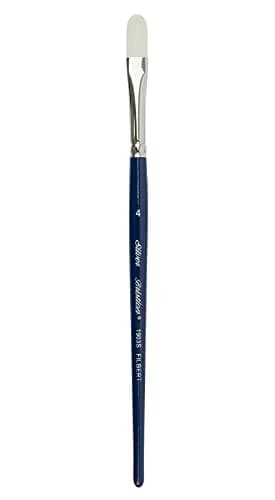 Image of Silver Brush Limited 1903S-4 Bristlon Professional Filbert Brush, Premium Hog-Imitation Stiff White Synthetic Filament Oil and Acrylic Paint Brush, Size 4, Short Handle