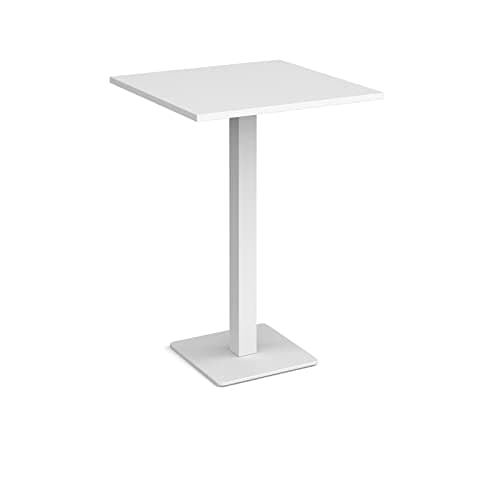Image of Mr Office Brescia square poseur table with flat square white base 800mm, White