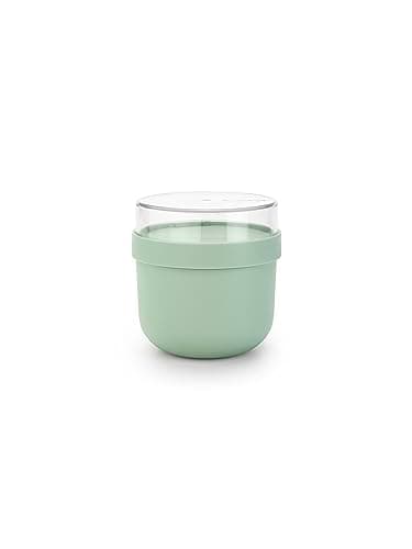 Image of Brabantia - Make & Take Breakfast Bowl 0.5L - with Screw-On Ingredients Container (180 ml) - Leakproof - Large Opening - Suitable for Freezer - Dishwasher & Microwave Safe - Jade Green
