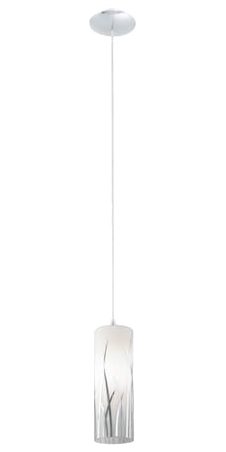 Image of EGLO Pendant Lighting Rivato, Elegant Ceiling Light Fitting Made of Steel and Glass with Chrome décor, White, Hanging lamp for Dining and Living Room, E27 Socket