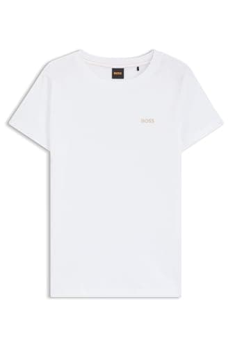 Image of BOSS Womens C Esogo Cotton-Jersey T-Shirt with Logo Detail White