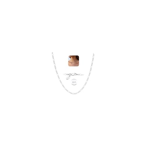 Image of LOLIAS 925 Sterling Silver Chains for Women 3MM Figaro Chain Necklace Dainty Long Silver Chain Necklace for Women Men Shine Jewelry Gifts 41CM
