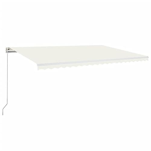 Image of 'vidaXL Manual Retractable Awning - Cream White, 500x300 cm, With UV and Water-Resistant High-Density Polyester Fabric and Powder-Coated Aluminium Frame, Easy to Adjust and Operate