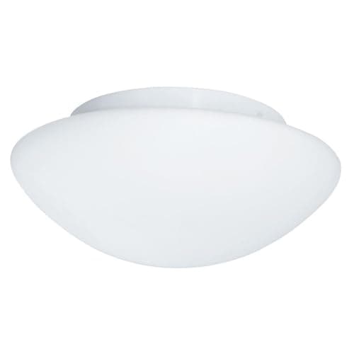 Image of Britalia White Metal & Opal Frosted Glass Bathroom Vintage Round Dome Flush Ceiling Light | 28cm Diameter | 2 x ES E27 Lamp Bulbs Required | IP44 Rated | Suitable for Outdoor Use