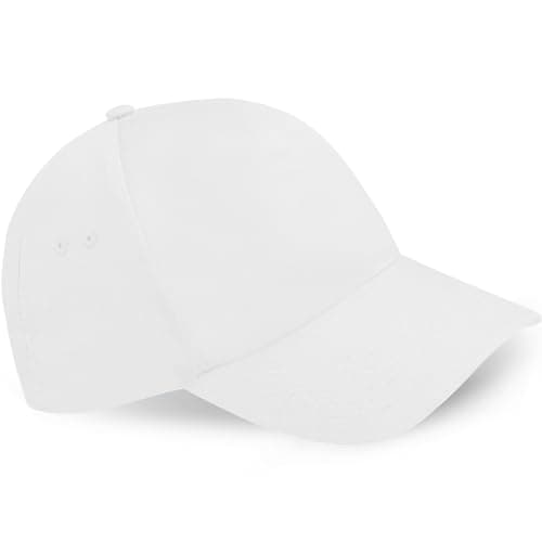Image of HiFEN® Unisex Kids 5 Panel Pre-Curved Plain Adjustable Baseball Cap Outdoor Summer Sun Hat White