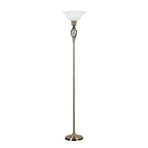 Image of MiniSun | Antique Brass Barley Twist Floor Lamp with a Frosted Alabaster Shade | Floor Lamps & Torchieres, Home Décor & Improvement Essential