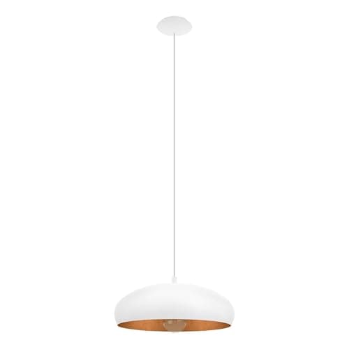Image of Eglo Pendant Light Mogano 1, Single-Bulb Hanging Lamp Vintage Industrial, Steel Pendant Lamp in White Copper, Dining Table Lamp, Hanging Living Room Lamp with E27 Socket