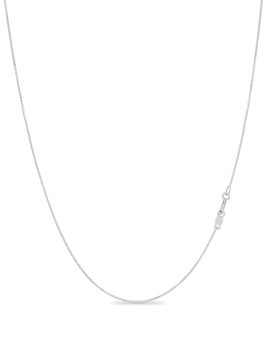 Image of KEZEF Sterling Silver Italian Box Chain Necklace for Women, Girls and Men | Thin and Strong 0.7mm Solid 925 Silver Necklace with Spring Ring Clasp - 20 Inches | 50cm
