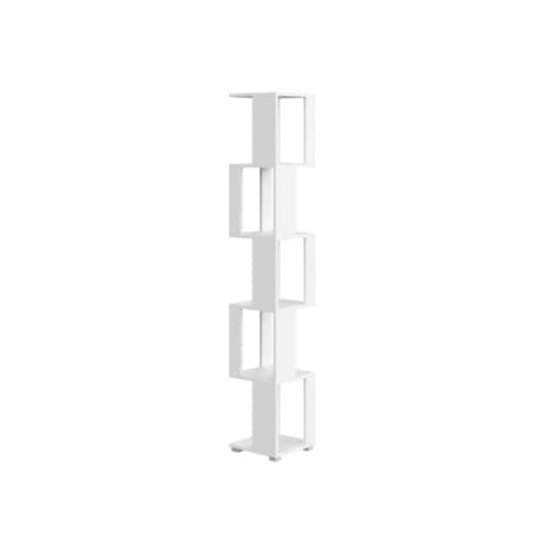 Image of Shefa Line 5 Tiers Corner Bookshelf, Slim Bookcase Free Standing Shelves Cube Storage Unit for Living Room Home Office, White, 168cm High