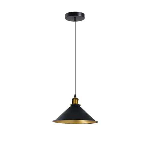 Image of LEDSone Industrial Ceiling Cone Shade Black Pendant Light Kitchen Restaurant Bar Balcony Hanging Pendant Light (Style 1, Without Bulb)
