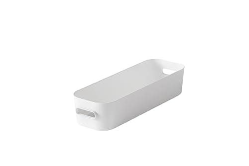 Image of SmartStore Slim Storage Container 1.3 L | White | Kitchen, Bathroom, Office, Pantry, Fridge Organizer | Bin with Handles | Food Safe and BPA Free | 10 Year Guarantee | L29 x W9.5 x H6.5 cm