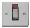 Image of Click Deco VPCH501BK Polished Chrome ‘Ingot’ 45A 1 Gang Single Cooker Switch with neon black insert