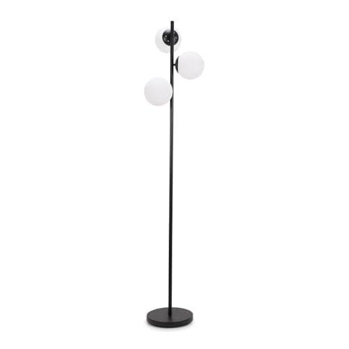 Image of ValueLights | Black 3 Way Floor Lamp with Opal White Frosted Glass Globe Shades for Living Room | Floor Lamps, Home Décor & Improvement Essential