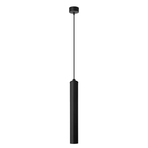 Image of DC VOLTAGE Modern Black Pendant Ceiling Light, Adjustable Hanging Lamp Max 95cm, 30cm Cylindrical Metal Shade with Gold Inner, 6cm Diameter, Kitchen Island Dining Room Lighting