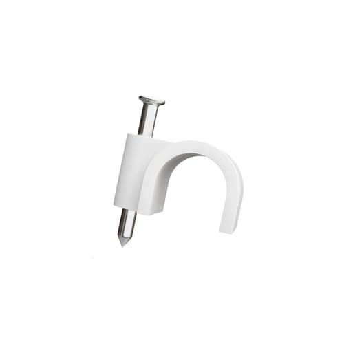 Image of rhinocables Round Cable Clips 100 Pack Cable Management Clamps Wall Tidy Clips 4mm, 5mm, 6mm, 7mm, 8mm Wire for Ethernet, Telephone, TV and other cables (White, 8mm)