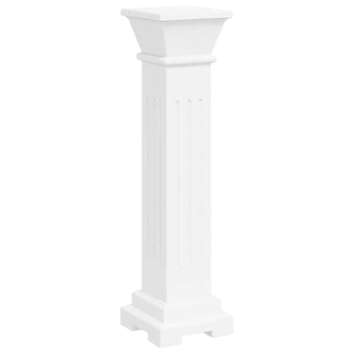Image of vidaXL Classic Square Pillar Plant Stand: Elegant MDF constructed display stand for flowers and plants - Indoor/Outdoor use - 17 x 17 x 66cm - White