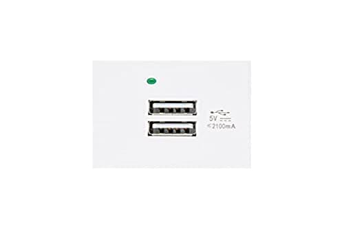 Image of USB Socket Charger 2x USB Port Up To 2.1A Fast Charge Modular Wall Socket Flush Mount Wall Box (USB Socket 2.1A, White)