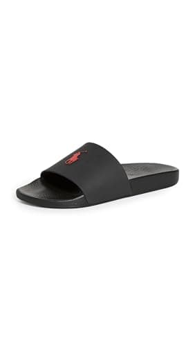 Image of POLO RALPH LAUREN Polo Slide Sandal, Black/Red, 10 UK