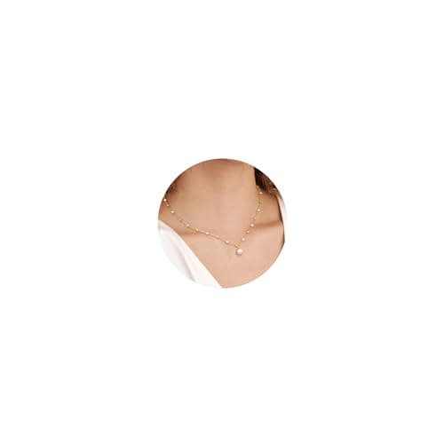 Image of ORAZIO 14K Gold Pearl Necklaces for Women Pearl Necklace Choker Gold Chain Necklace Gold Plated Necklace Pearl Choker Necklaces for Women Gold Jewelry Gifts