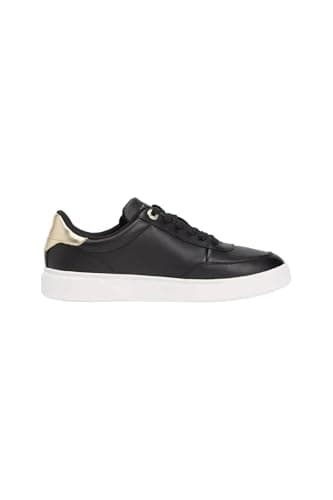 Image of Tommy Hilfiger Women’s Essential Chic Court Leather Cupsole Trainers, Black (Black), 4