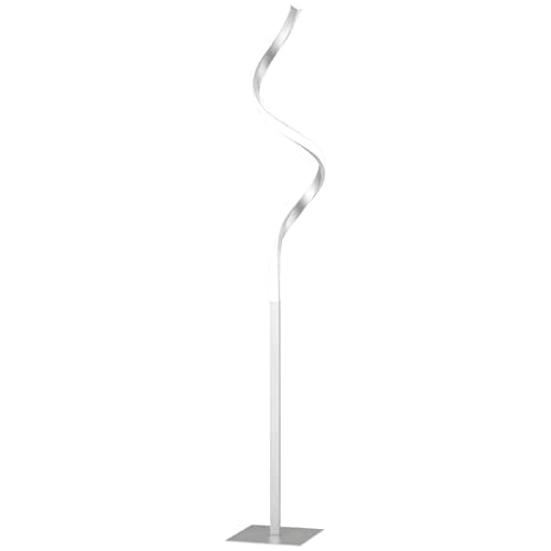Image of HOMCOM Dimmable Floor Lamp for Living Room, Modern Spiral Standing Lamp with 3 Adjustable Brightness and Square Base, Silver