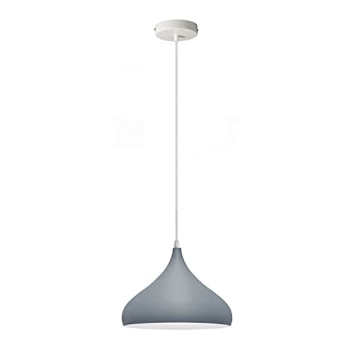 Image of LEDSone Modern Ceiling Pendant Light - Gray Metal 31.5cm Width Lampshade Easy Fit E27 Base with Adjustable Cable Hanging Light Fitting for Kitchen Living Room Bedroom Restaurant Office Bar