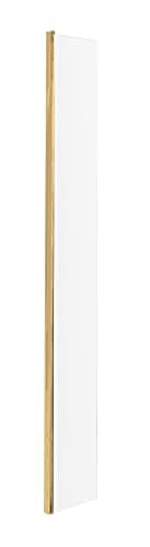 Image of Hudson Reed WRSBB250 Modern Bathroom 'Shower Shield' Coated 8mm Toughened Safety Glass Return Wetroom (Use in Conjunction with Another Screen), 215mm, Brushed Brass