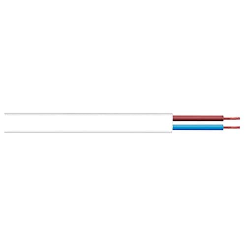 Image of Merriway BH01449 2-Core Flat Flex Cable, 2192Y 0.5mm White, 5 Metres (16.5 feet)