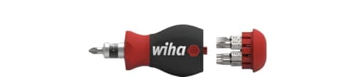 Image of Wiha 43613 Series 3801 Screwdriver with Bit Magazine Stubby, Red Black