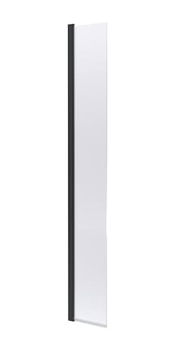 Image of nuie WRSBP030HC Modern Bathroom Wetroom Hinged 8mm Toughened Safety Glass Flipper Screen with Support Bar, 322 x 1850 x 27mm, Matt Black