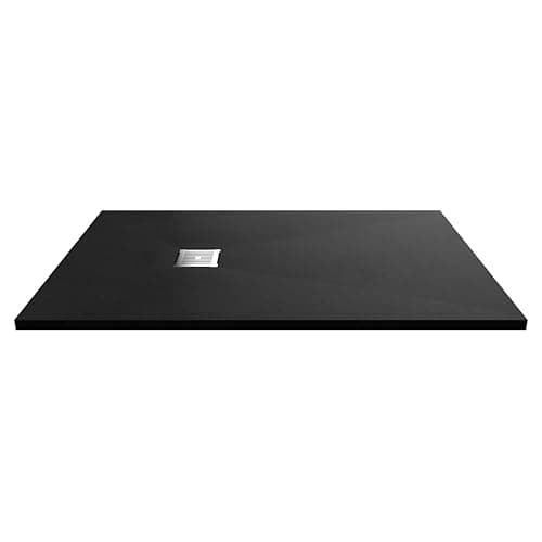 Image of Balterley 1400 x 900 mm Rectangular Shower Tray, Slimline Shower Trays, Durable Stone Resin Base Trays for Bathroom Enclosure Cubicle, Central Waste Rectangular Tray for Wetroom Showers (Slate Black)