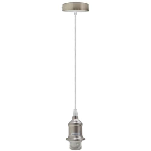 Image of LEDSone Modern Pendant Light Fitting Satin Nickel E27 Ceiling Rose Lamp Holder with Adjustable Hanging Cable for Kitchen Dining Room(Satin Nickel, Without Bulb)
