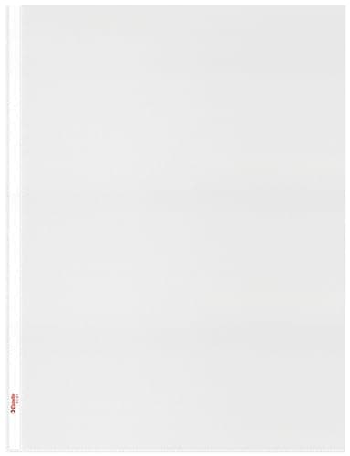 Image of Esselte Heavy Duty Punched Pocket, Pack of 10, Holds up to 20 A3 sheets, Transparent, Matte, 85 Micron PP Material, 47181