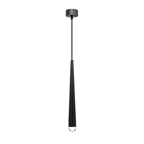 Image of DC VOLTAGE Modern Black Pendant Ceiling Light, 30cm Minimalist Hanging Light Fitting with 95cm Adjustable Drop Fully Earthed Cable, Slim Cone Design for Kitchen, Dining Room & Hallway (GU10)