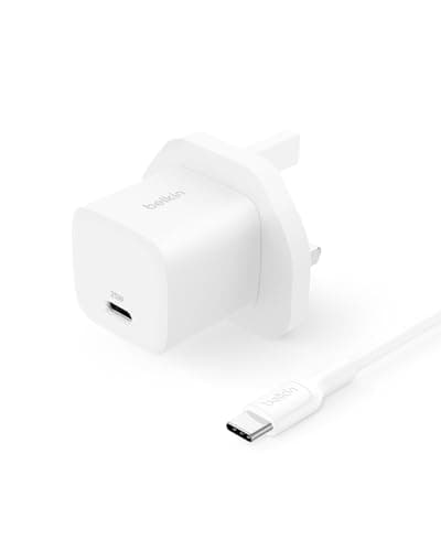 Image of Belkin USB-C Plug 25W with 60W USB-C Cable (3.3ft, 1M) - Phone Charger PD 3.0 Fast Charging with PPS for Apple iPhone 17, Air, 16, Samsung Galaxy S25, Pixel 10, Nintendo Switch, & More - White