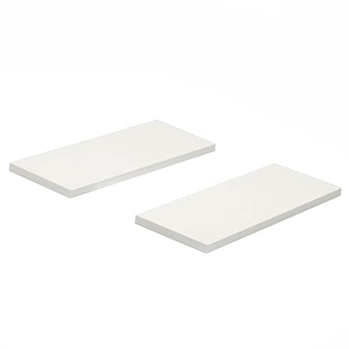 Image of OHS Set of 2 Floating Wall Shelves Home Decorative Mounted 40cm Modern Invisible Brackets Display Unit Shelf Storage, Medium - White