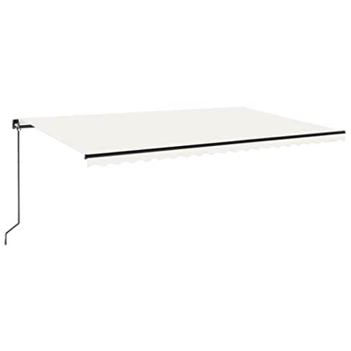 Image of vidaXL Manual Retractable Awning 5m x 3m - Cream Canopy, Aluminium Outdoor Patio Shade, Adjustable Design for Garden/Deck