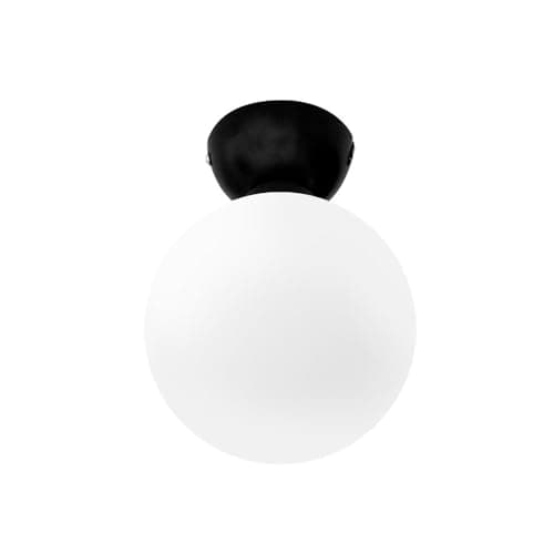 Image of ValueLights | Orbital Matt Black Metal Ceiling Light IP44 Bathroom Ceiling Fitting Opal Glass Globe Lamp Shade | Bathroom & Home Improvements Essential | LED Bulbs 3000K Warm White | Mains Wired