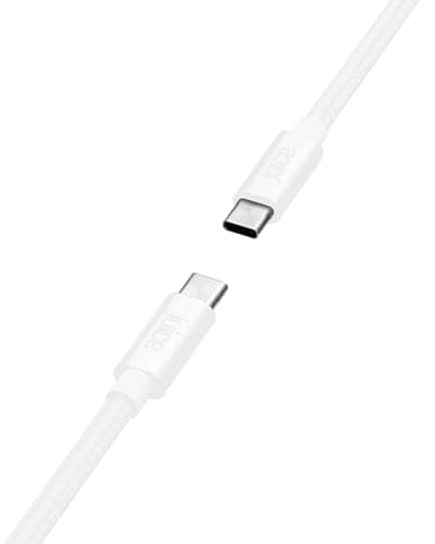 Image of Juice Braided Type C 2m Charging Cable, Fast Charge Braided Data Lead Compatible with iPhone 17, 17 Pro, 17 Pro Max, iPad Air 5, Galaxy S24 Ultra, Mi 11, Pixel 9 – White
