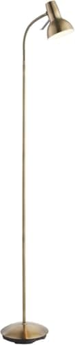 Image of National Lighting Amalfi Standing Floor Lamp - Antique Brass Finish - Flexible Gooseneck Task Floor Reading Lamp - Rocker On/Off Switch - Tall Indoor GU10 LED Floor Lamp (Bulb Included)