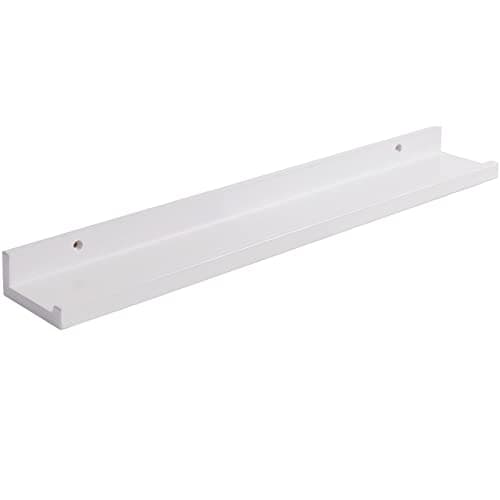 Image of IBUYKE Solid Timber Floating Shelf Wall, Creative U-shaped Shelf Display Racks for Living Room, Office, Bedroom, Bathroom, Kitchen, 90cm White RF-GB545W